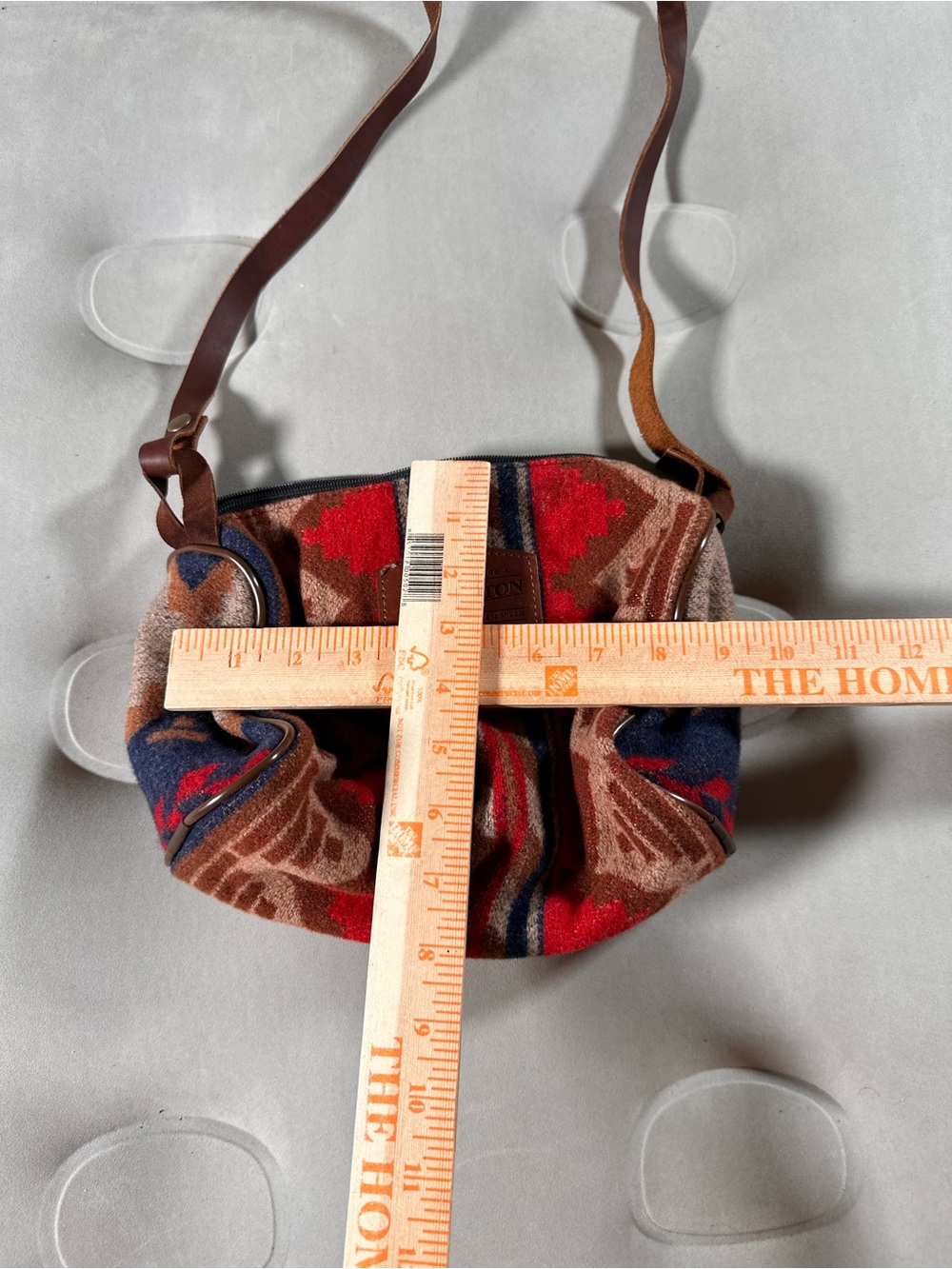 Pendleton Red Tan And Blue Wool Southwestern Aztec Retro Crossbody Bag USA Made - Picture 11 of 15